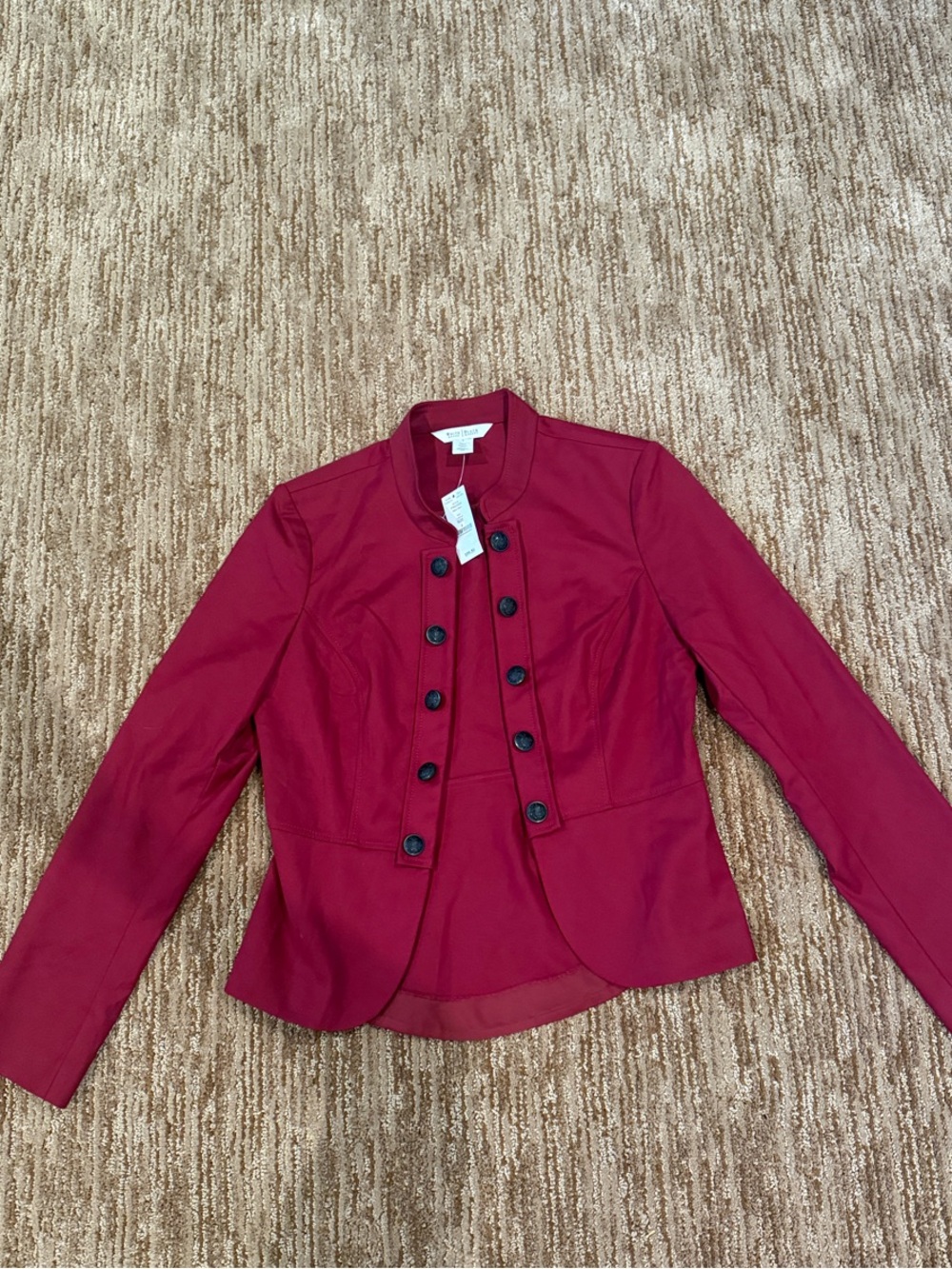 Cynthia Steffe Burgundy Military-Style Double-Breasted Blazer